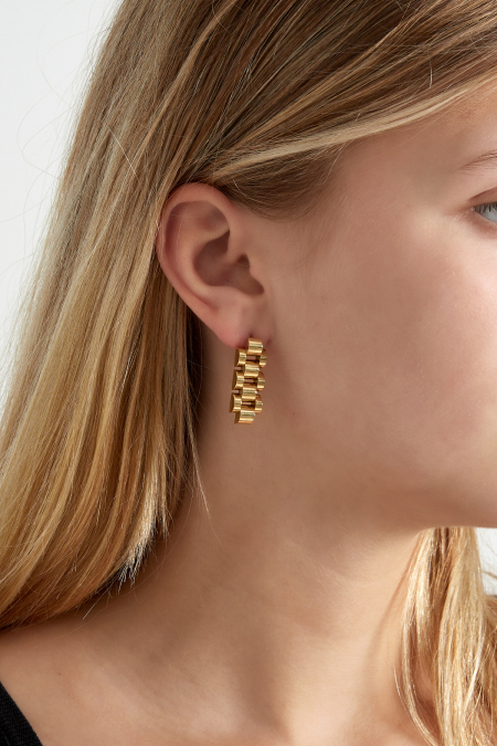 Boucles d'oreilles maillons longs - doré 2