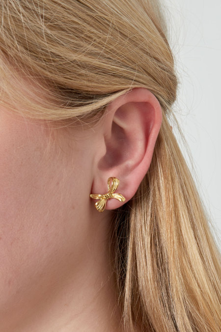 Boucles d'oreilles noeud à l'envers - doré 2