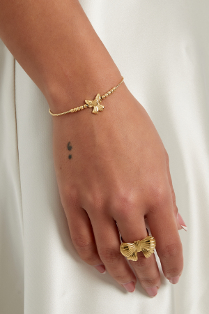 Bracelet Joli Nœud Avec Perles - Doré h5 Image3