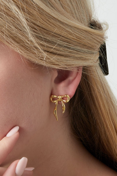 Boucles d'oreilles nœud décontractées - doré 2