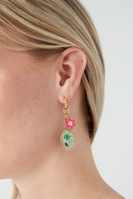 Boucles d'oreilles bouquet de fleurs - doré 2