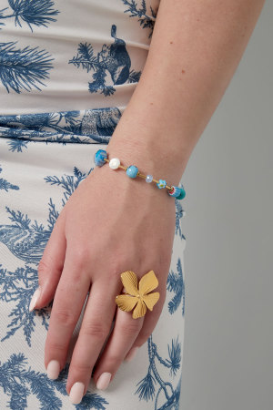 Bracelet Charm Tréscouleur Or Vintage - Couleur Or Bleu h5 Image2