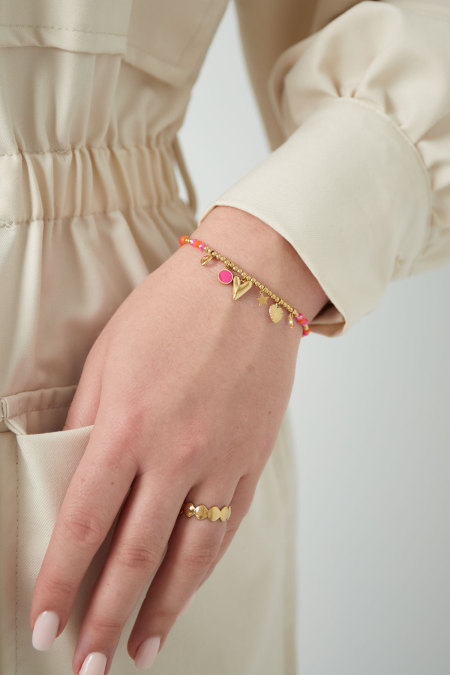 Bracelet sourire d'été - rose orange 2