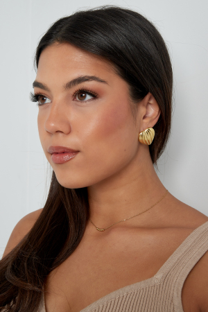 Boucles D'oreilles Coeur Énorme - Doré h5 Image4