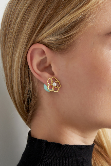Boucles d'oreilles fleurs dos coloré 2