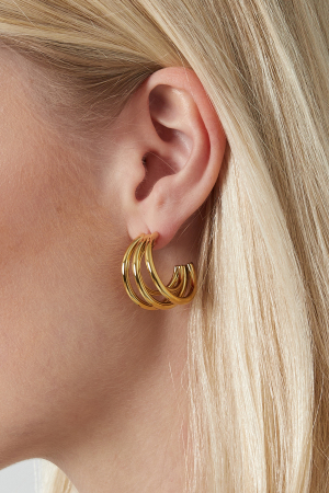Boucles D'oreilles Love Double Torsadé - Doré  h5 Image3