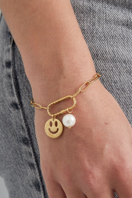 Bracelet lien smiley - doré  2