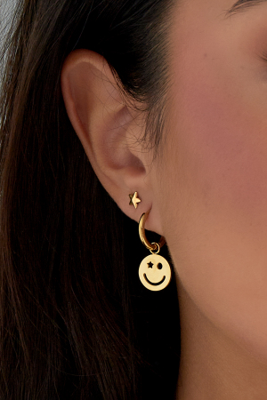 Boucles D'oreilles Be Happy Smiley - Doré h5 Image3