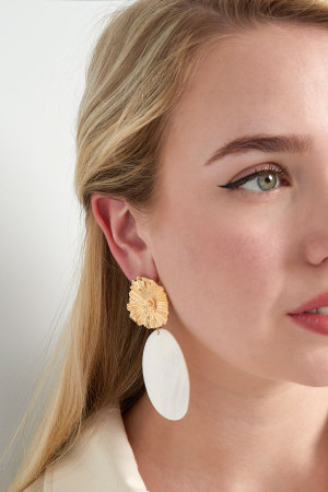 Boucles D'couleur Oreilles Poshy Fleur - Couleur Or Blanc h5 Image2