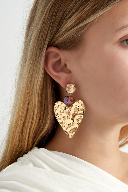 Boucles d'Couleur oreilles déclaration d'amour - noir/Couleur or  2