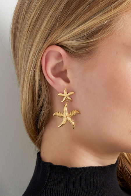 Boucles d'oreilles double étoile de mer - dorées 2