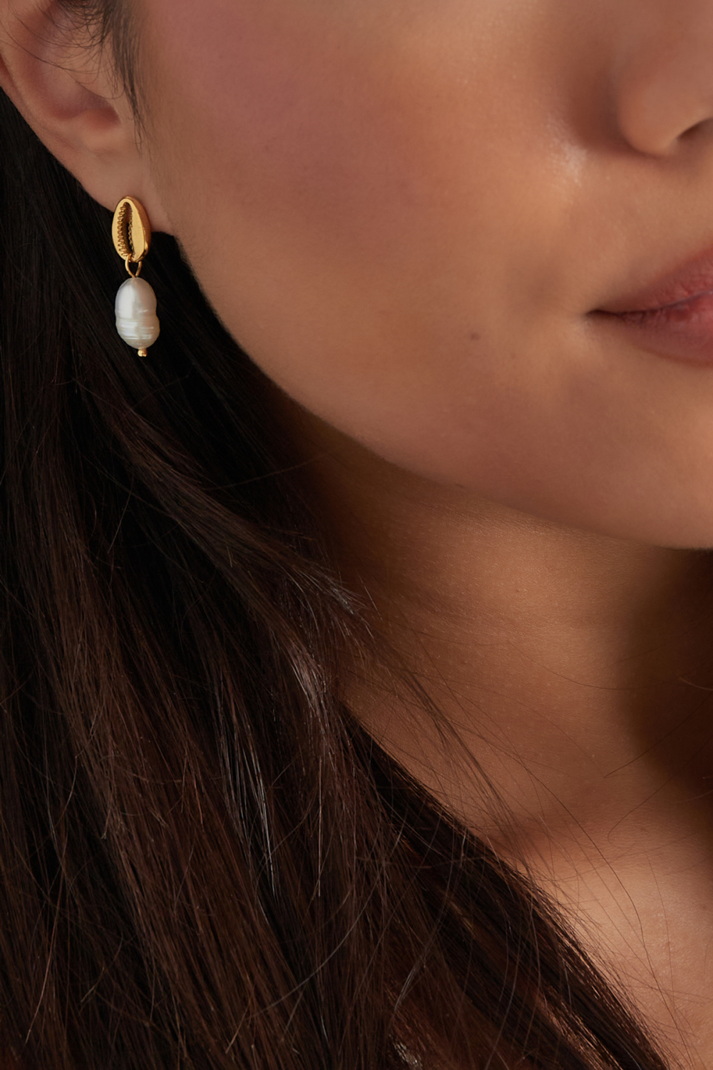 Boucles D'oreilles Coquillage Perle - Doré Image2