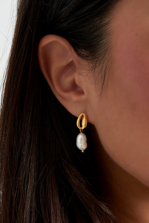 Boucles D'oreilles Coquillage Perle - Doré h5 Image3