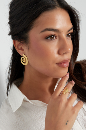 Boucles D'oreilles Petite Vague Tourbillonnante - Doré h5 Image4