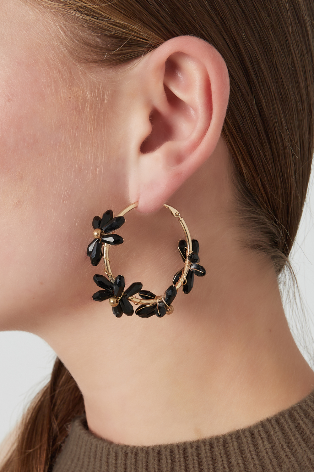 Boucles D'oreilles Anneaux Fleuris Image2