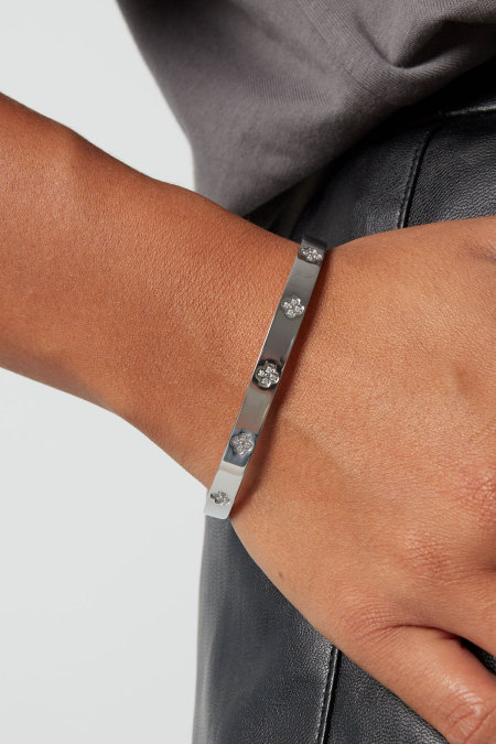 bracelet esclave avec trèfles et pierres 2