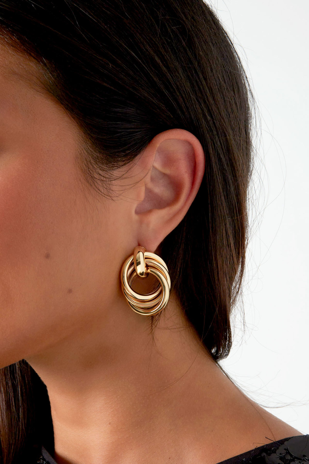 Boucles D'couleur Oreilles Boutons Surdimensionnées En Couleur Or h5Image3