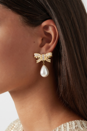 Boucles D'oreilles Classiques Avec Nœud Et Perles h5 Image2