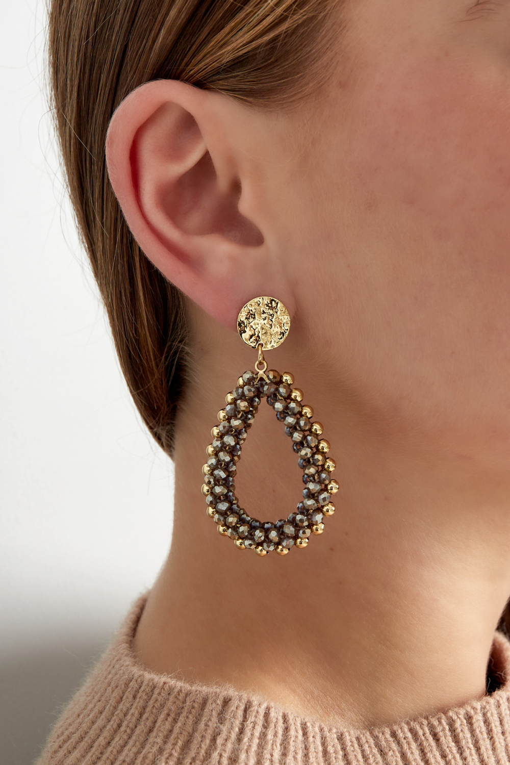 Boucles D'oreilles Pendantes En Perles - Rouge Vin h5Image2