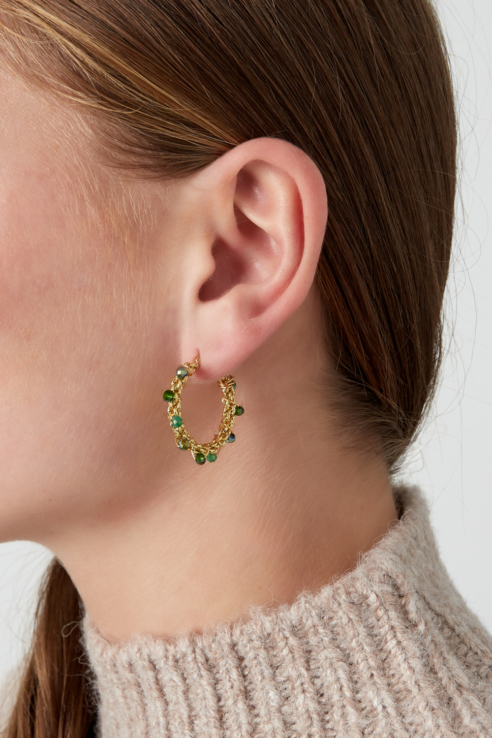 Boucles D'oreilles En Perles Brillantes - Noir Et Gris Image2