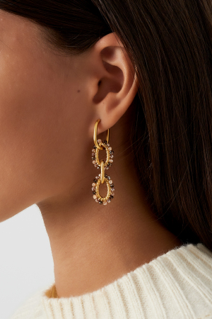 Boucles D'oreilles De Fête En Perles - Orange Et Rose h5 Image2