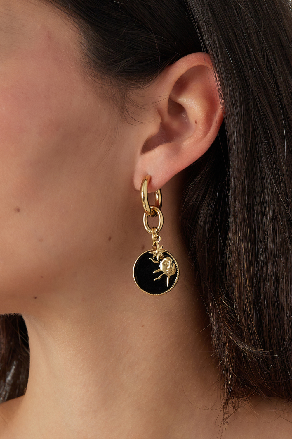 Boucles D'couleur Oreilles Journée Ensoleillée - Couleur Or Noir Image2