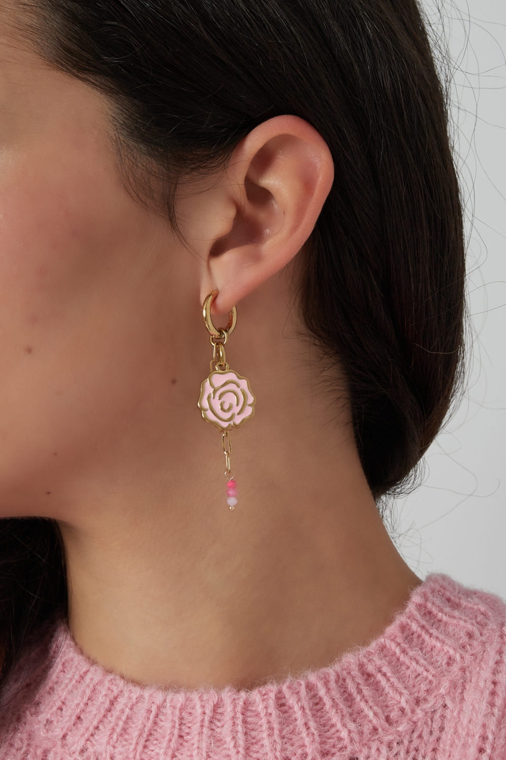 Boucles D'oreilles Coeur Rose h5Image2