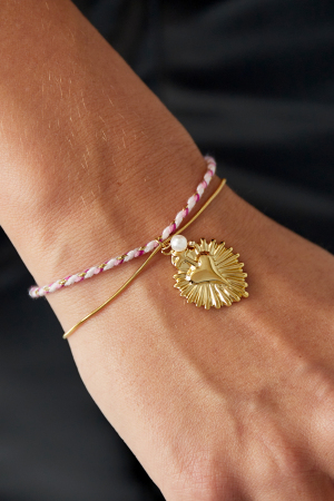 Bracelet À Lacets Love - Couleur Rose Et Or h5 Image2