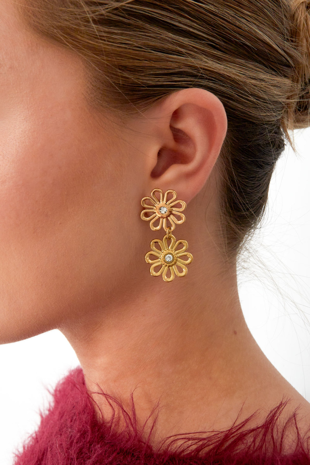 Boucles D'oreilles Double Fleur Image2
