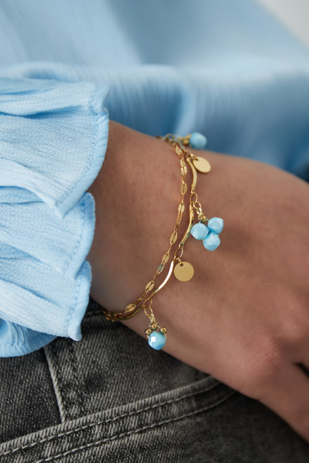 Bracelet perles bleues 2