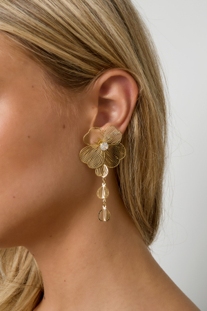 Boucles D'Oreilles Pendantes En Acier Inoxydable, Style Fleur, Décontractées, Simples, Pour Femmes h5 Image3