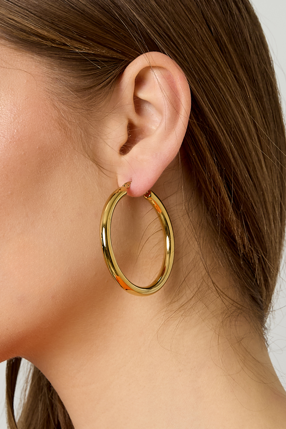 Boucles D'Oreilles Créoles En Acier Inoxydable, Style Décontracté Et Simple, Collection Femme Image3