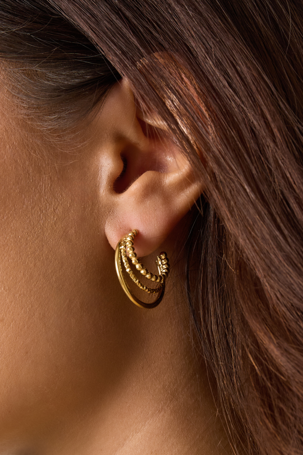 Boucles D'Oreilles Créoles Combinées Avec Motif Image3