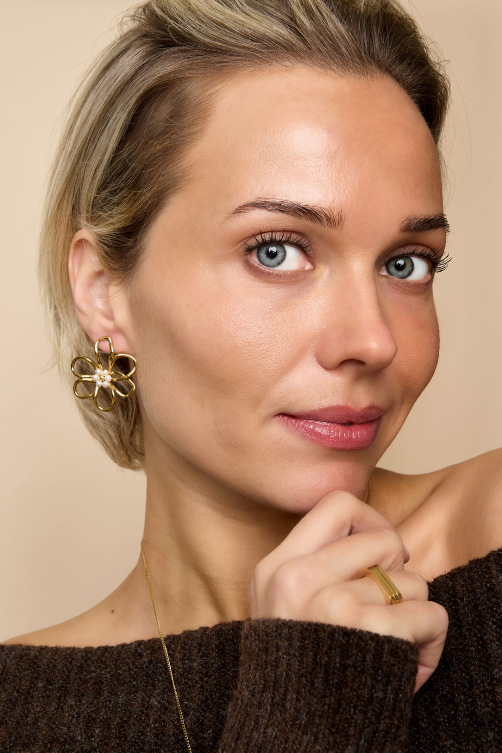 Boucles D'Oreilles À Tige En Acier Inoxydable, Série Fleur, Décontractée, Simple Et Quotidienne, Bijoux Pour Femmes h5Image2