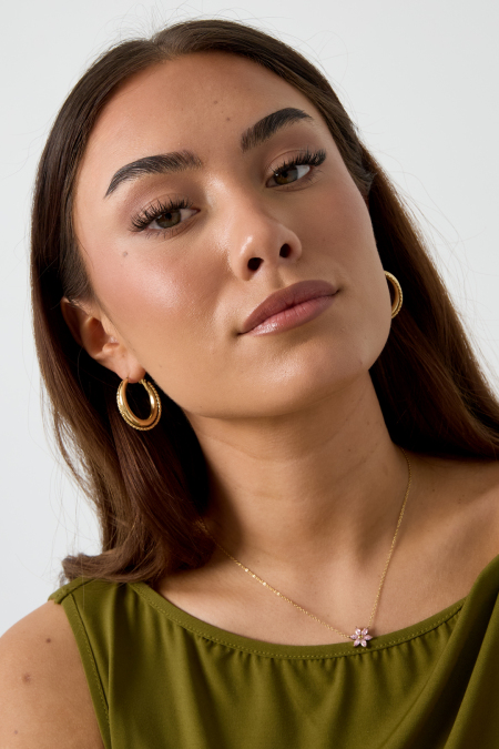 Boucles d'oreilles doubles créoles avec détail torsadé 2