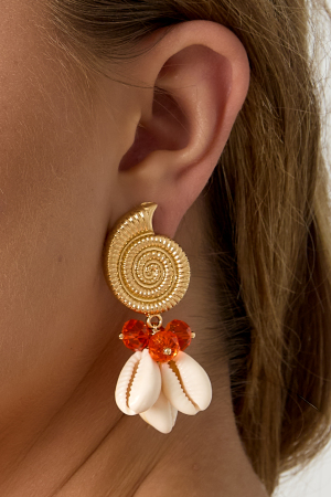 Boucles D'Oreilles Avec Pendentifs En Forme De Coquillage Et Perles h5 Image3