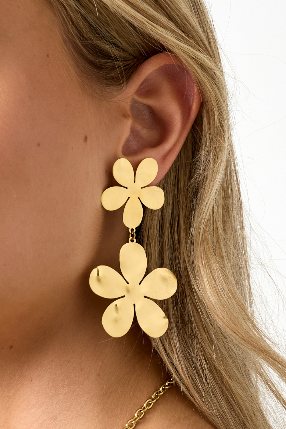 Boucles D'Oreilles Pendantes En Acier Inoxydable, Série Fleur, Décontractée, Simple Et Quotidienne, Bijoux Pour Femmes h5Image3