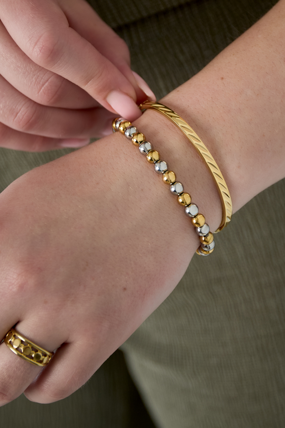 Bracelets Géométriques En Acier Inoxydable, Style Décontracté Et Quotidien h5Image2