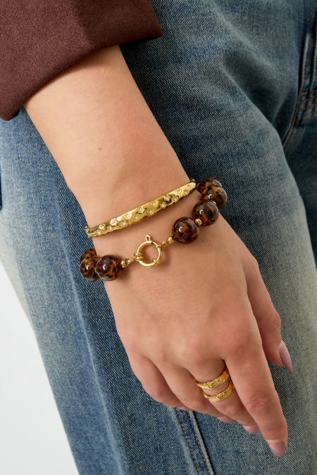 Bracelets en perles acryliques, série rétro classique quotidienne, bijoux pour femmes - 14 mm 2