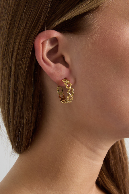 Boucles d'oreilles créoles à cœurs alternés 2