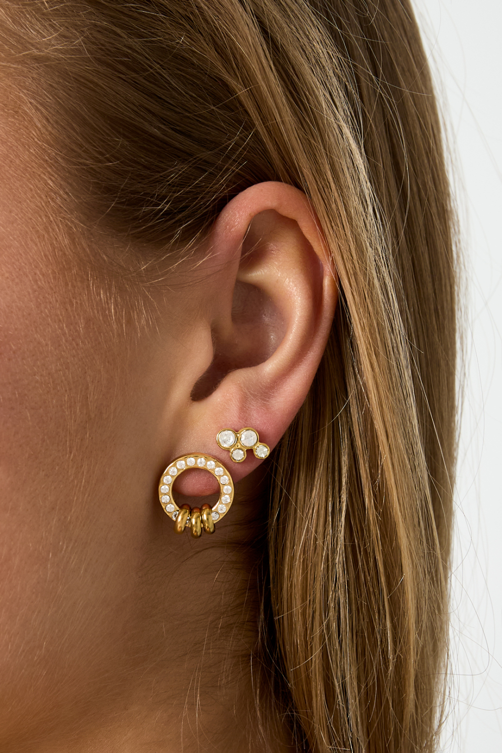 Boucles D'Oreilles Avec Pierres Rondes Image3