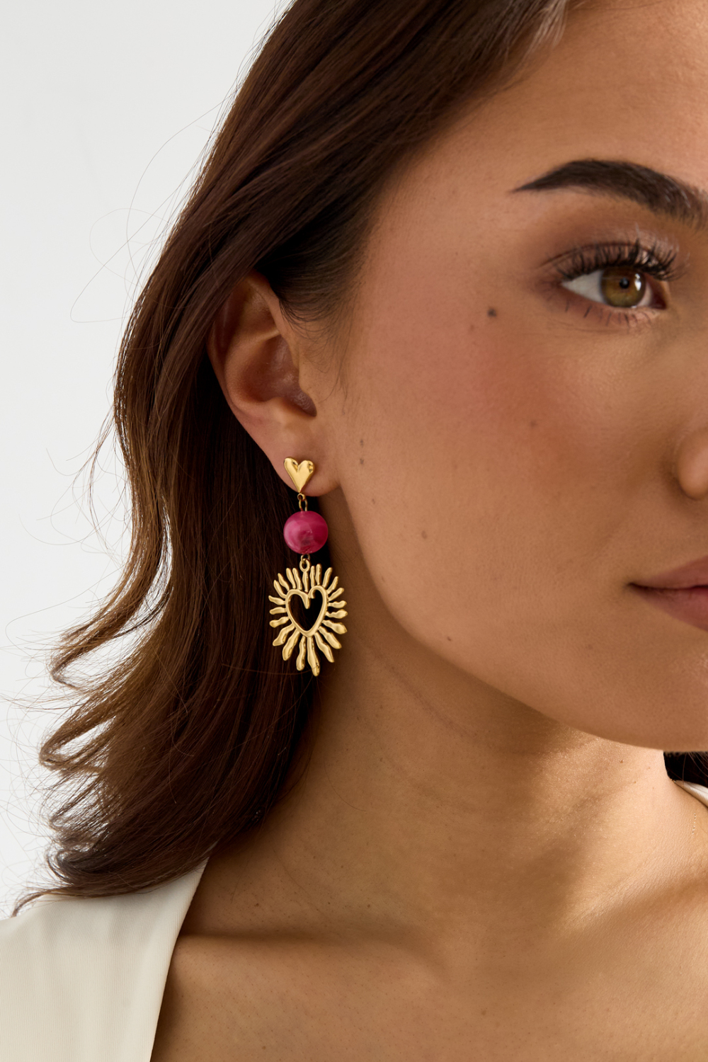 Boucles D'Oreilles En Forme De Cœur Avec Perle Décorative Image4