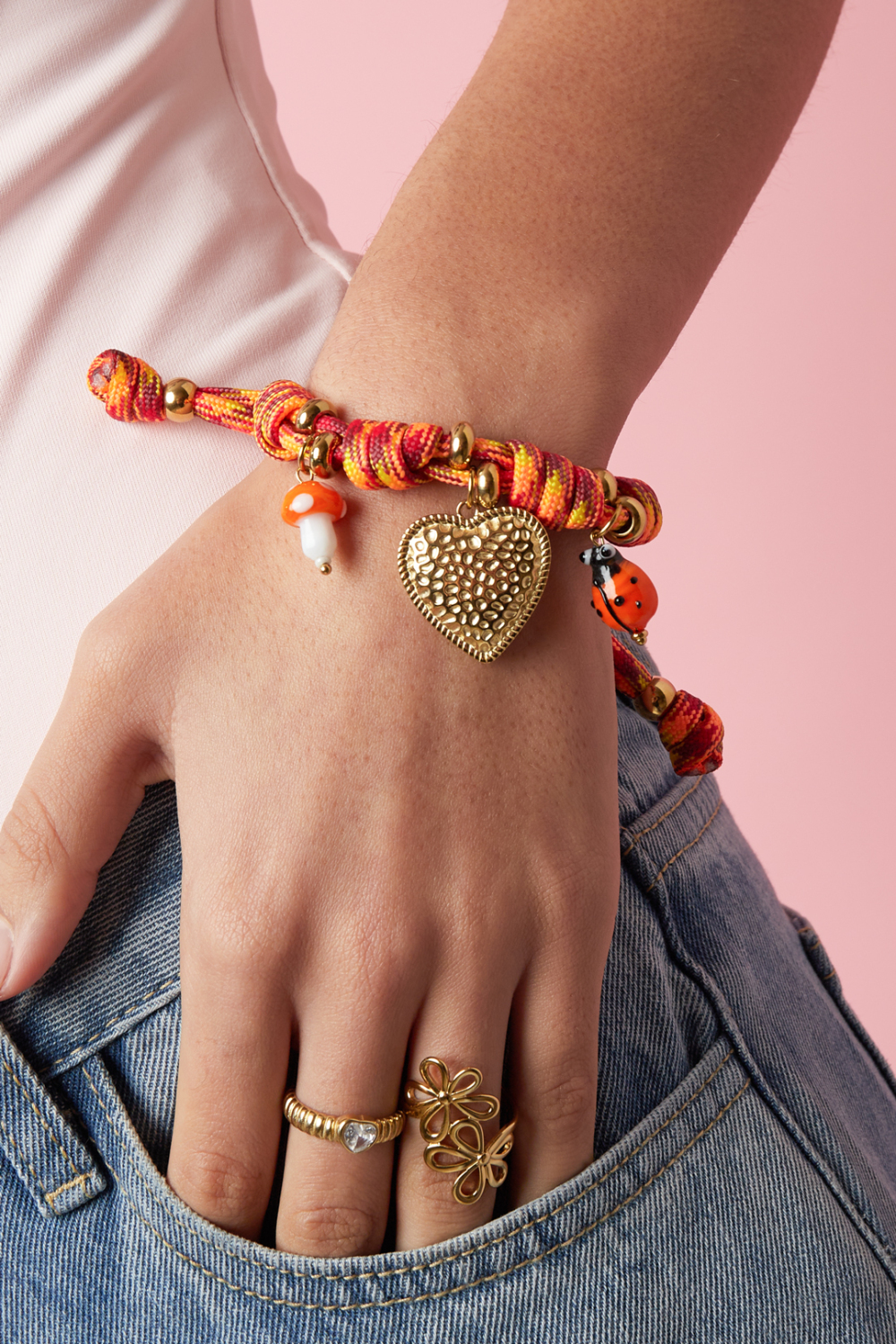 Bracelets À Breloques En Corde, Style Cœur, Collection Romantique Décontractée Pour Le Quotidien, Bijoux Pour Femmes Image2