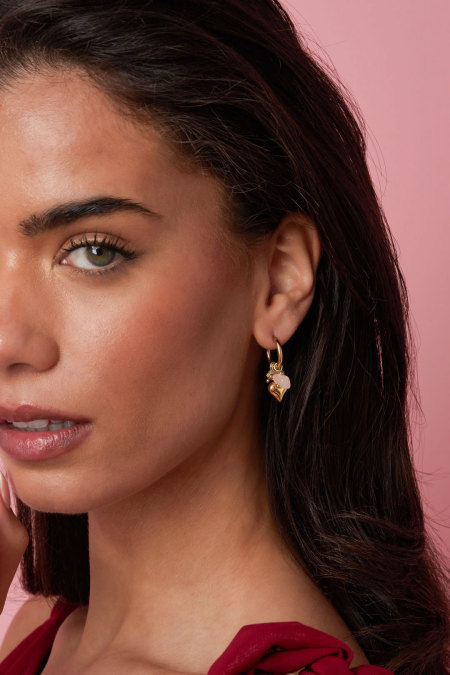 Boucles d'oreilles avec pendentifs en forme de cœur et de perles 2