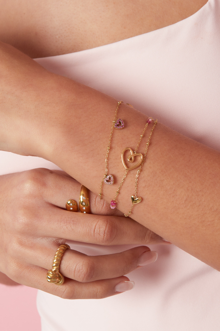 Bracelet orné de pierres roses en forme de cœur 2