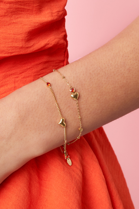 Bracelet orné de cœurs, de pierres colorées et de pois 2