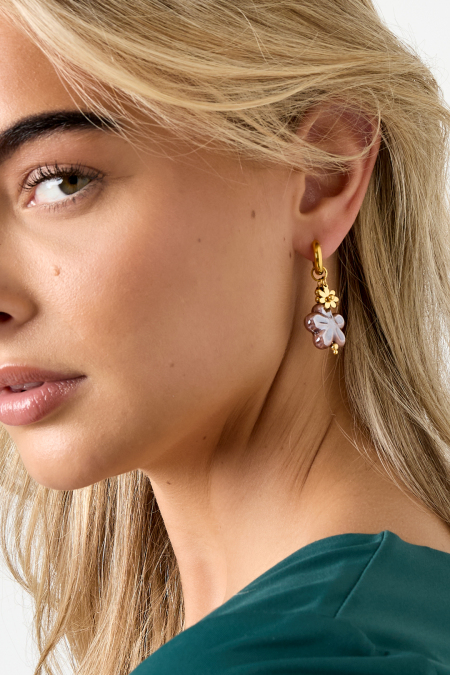 Boucles d'oreilles pendantes en acier inoxydable, série Flower Daily Daily Simple, bijoux pour femmes 2