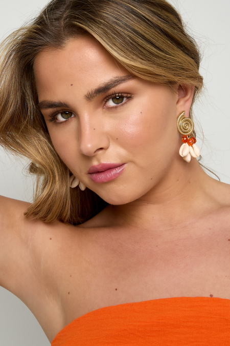 Boucles d'oreilles avec pendentifs en forme de coquillage et perles 2