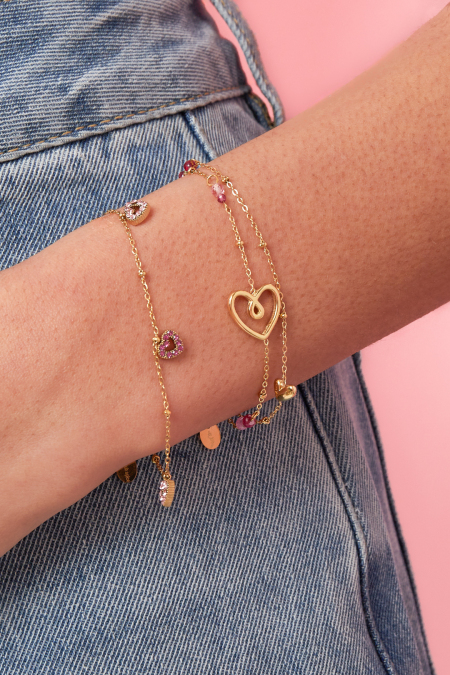 Bracelet orné d'un cœur espiègle, de perles et d'une perle 2