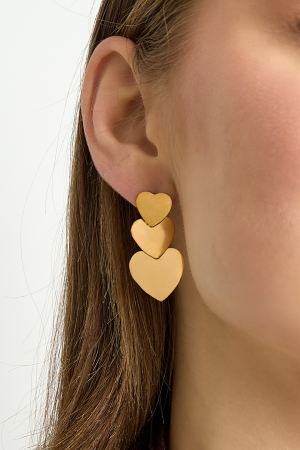 Boucles D'Oreilles Pendantes En Acier Inoxydable En Forme De Cœur, Collection Décontractée Et Simple Pour Femmes h5 Image3